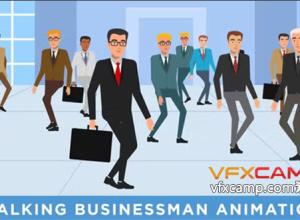 AE模板-人群行走场景卡通人物走路MG动画 Walking Businessman Animation