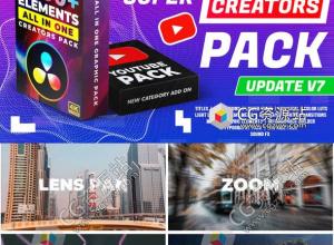 达芬奇模板-7800+LUTS视频调色无缝转场文字标题排版字幕条预设