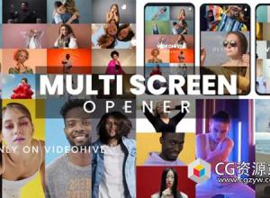 AE模板-多屏分屏照片视频墙相册开场动画 Multi Screen Slideshow Opener