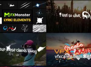 DR达芬奇模板-12个歌词元素文字标题动画 Lyric Elements DaVinci Resolve