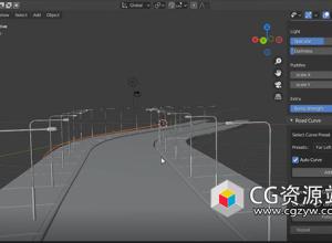 Blender城市道路道具立交桥人行道路灯插件 City Road Builder V2.1