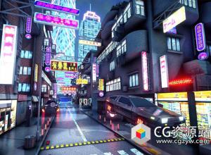 Unity赛博朋克城市VR手机游戏场景 CyberPunk City. VR and Mobile 3.0