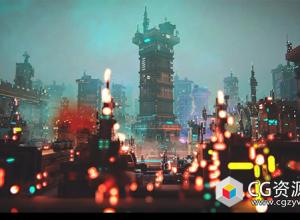 Unity未来科幻赛博朋克城市建筑场景模型 Greeble City KIT V2