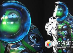 Substance Painter卡通太空乌龟角色贴图基础教程+中英文字幕