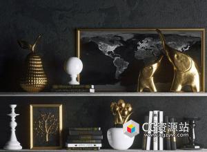 室内装饰摆件物品3D模型 Strict in Gold 3D Model