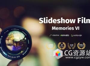 AE模板-老式电影机镜头照片回忆展示动画 Slideshow Film