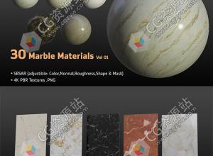 30组Substance大理石材质预设+4K PBR贴图