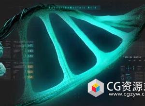 AE模板-科技感医疗科学点线DNA形态HUD元素展示 HUD Medical Interface DNA