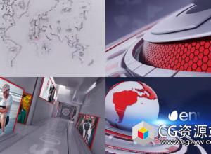 AE模板-地球动态图形场景动画新闻开场视频片头 News Opener