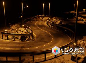 Blender几何节点曲线绘制三维道路生成器 Curves To Roads V2