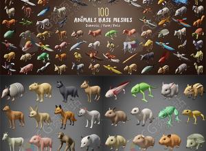 100种Blender农场动物鸟鱼3D模型