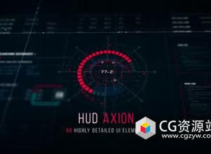 AE模板-50个科技感物体轴线HUD元素动画 Sci-Fi HUD – Axion