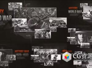 AE模板-历史战争图片时间线展示片头 War Slideshow