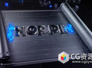 AE模板-高科技卷轴展开logo动画片头