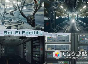 Unity科幻月球基地或空间站内部装饰模型