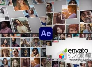 AE模板-时尚多屏照片墙汇聚Logo动画 Mosaic Logo Reveal for After Effects