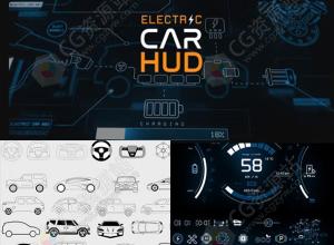 AE模板-200+科技感汽车界面UI图标HUD元素动画包