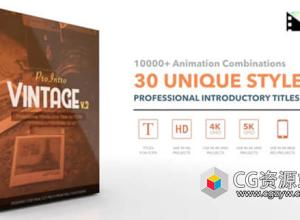 FCPX插件-30种复古文字标题排版动画 ProIntro Vintage V2