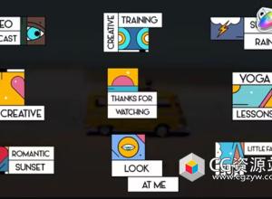 FCPX插件-9组创意时尚多彩动态图形标题动画 Creative Titles