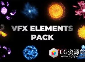 达芬奇模板-VFX粒子电流爆炸能量元素 VFX Energy Elements