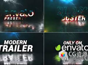 AE模板-动作片闪电能量描边文字动画片头 Action Movie Trailer