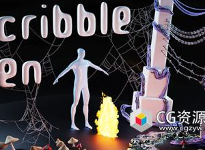 Blender绘制建模资产预设 Scribble Gen 0.21