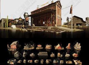 复古中世纪西部仓库破旧木屋房屋建筑3D模型 FBX/MAX Vray/Blend/Unreal格式