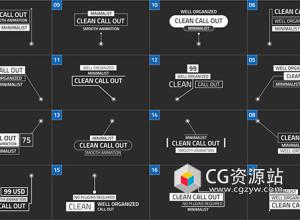 AE模板-16组呼出指示线文字标题标注动画 Triple Textline Call-Out