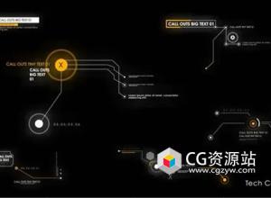 AE模板-6组科技感呼出指示线标题标注动画 Tech Call Outs