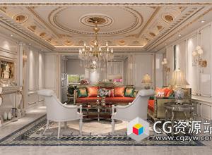 室内客厅场景3D模型 Vray 6 for C4D 2023