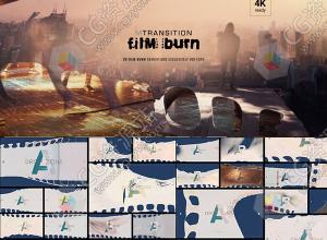 FCPX插件-30组电影胶片灼烧溶解遮罩视频转场 Film Burn