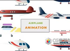 AE模板-扁平化卡通飞机MG动画 Airplane Pack Animation