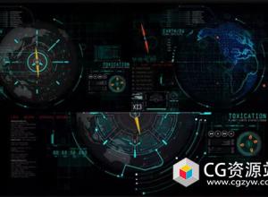 AE模板-科技感用户界面HUD元素UI动画 HUD  Earth 2