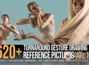 620张女性人物360度旋转姿态艺术姿势造型高清参考图片