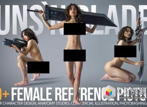 700张女性手拿枪与刀刃武器艺术姿势造型高清参考图片