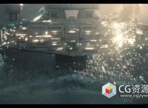 Houdini模拟星球大战飞船冲出冰面冰块破碎特效教程