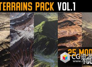 25组自然景观地形3D模型 Terrains Pack Vol.1