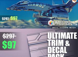 Blender机甲科幻装饰板贴花贴图材质预设 Ultimate Trim Sheet & Decal Pack 2.5
