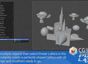 三维二维晶格约束控制Blender插件 Power Lattice V1.8