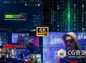 AE模板-科技感数字粒子汇聚标志开场片头 Digital System Intro