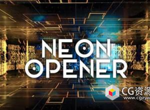 AE模板-科技感图形空间穿梭视频开场片头 Neon Opener