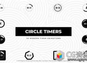 AE模板-20个循环计时器圆圈倒计时动画 Circle Timers
