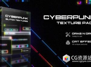 AE+PR模板-赛博朋克信号损坏噪点特效+视频素材 Cyberpunk Glitch Texture Pack
