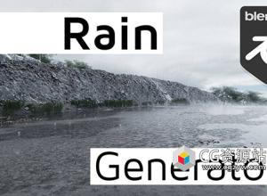 雨水飞溅水景特效Blender插件 Baga Rain Generator v1.0.9
