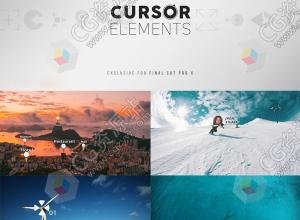 FCPX插件-100组光标指针箭头目标地点元素标记文字动画预设