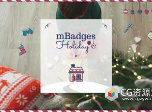 FCPX插件-30组装饰标签徽章文字标题字幕动画预设 mBadges Holiday