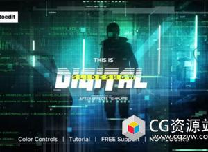 AE模板-科幻数字幻灯片图文介绍展示动画 Sci-Fi Digital Slideshow