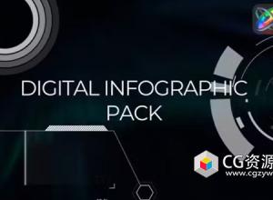 FCPX插件-26组时尚科技感数字信息图形元素动画