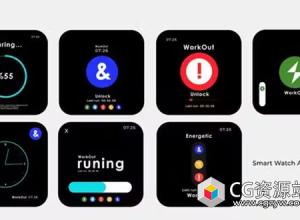 PR模板-智能手表界面UI动画 Smart Watch App Screen