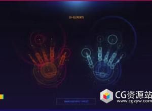 AE模板-科技感手掌扫描HUD UI屏幕动画 HUD UI SCREEN 2 Hands SCAN